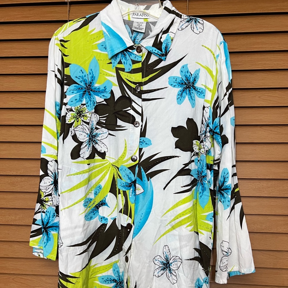Paradiso Button-up long Sleeve Blouse Beading Detail Sz M